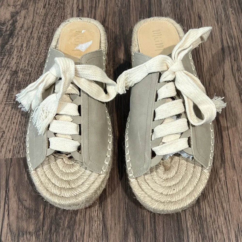 Mi.iM Grey Lace Up Espadrilles Sandals Slides Women's size 10